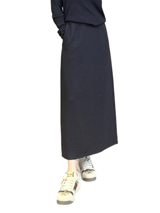 雀说细闪星空直筒裙 蚕丝羊绒秋冬长裙 隐形口袋H型显瘦一步裙ALW091609 商品图5