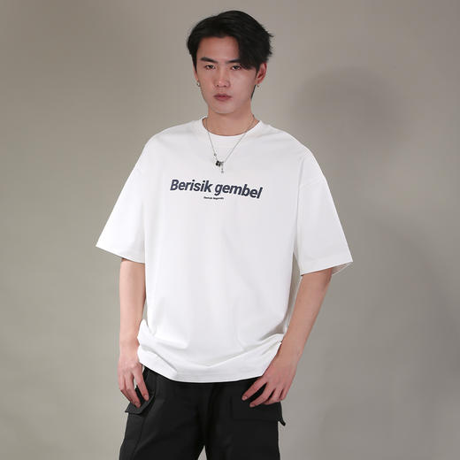 DRONKOO 2026 圆领前撞色后同色字母印花微阔短袖T恤 商品图3