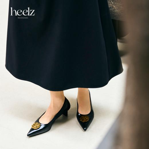 heelz设计师手工鞋履 ｜H小猫跟3D立体字母扣芭蕾鞋 4.5公分 商品图1