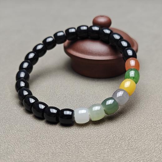 和田玉墨玉七彩福运多宝手串 126-17 商品图4