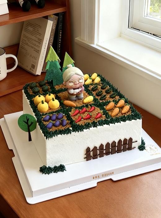 【臻品系列】提前一天预定---方形蛋糕【奶奶的菜园子】送奶奶、外婆祝寿生日蛋糕 商品图1