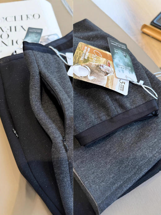 雀说细闪星空直筒裙 蚕丝羊绒秋冬长裙 隐形口袋H型显瘦一步裙ALW091609 商品图3