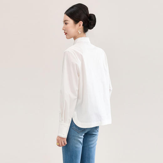 「高货wl」全新升级【铂金会员330/天猫449/差价119】(00706)洛诗琳2026春季新款气质天丝棉立体手工刺绣花改良旗袍式国风衬衫 商品图2