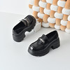 经典鲨2026年春专柜新品黑色圆头一脚蹬中粗跟轻便乐福鞋女KW323-617011 商品缩略图3