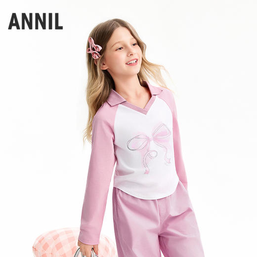 【实体店同款】女童翻领针织衫春季新款安奈儿童装AG611078 商品图2