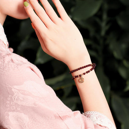 【祈愿吉品】大吉双圈石榴石手链 商品图3