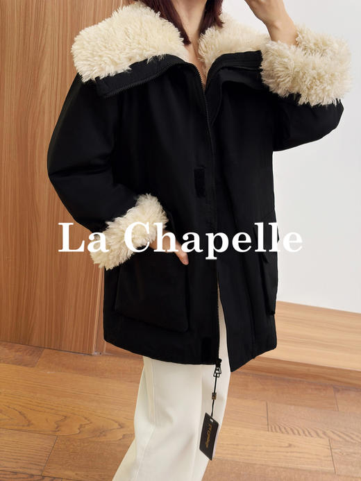 专柜实拍【赵露思同款】拉夏贝尔/La Chapelle轻奢派克服~大翻领+内里羊羔毛工装保暖外套 商品图4