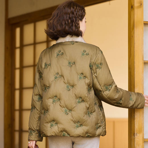 百媚生 新中式羽绒服外套国风气质防寒鸭绒服J254YDLY76 商品图3