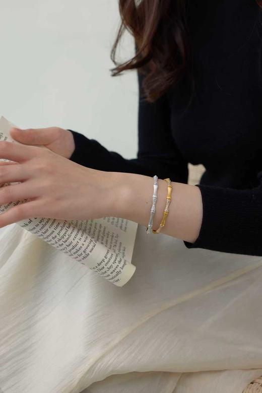 新年好运好彩头 竹节节节高手镯 贵妃镯镯型  银镀金首饰   节节高升/好运乘风（非质量问题 不退不换） 商品图7