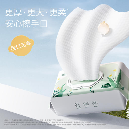 【手口湿巾】居家必备湿巾 柔软厚实 加厚75% 植萃润肤不拔干 婴儿手口湿巾30抽/80抽 商品图1