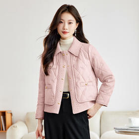 「自」全新升级【铂金会员312/天猫419/差价107】(03133)洛诗琳气质翻领绣花小香风外套2025冬季新款显瘦夹棉保暖短外套