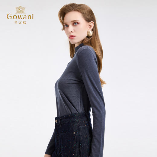 【三色可选】乔万尼轻奢百搭半高领保暖长袖羊毛修身打底衫EZ4C211 商品图5