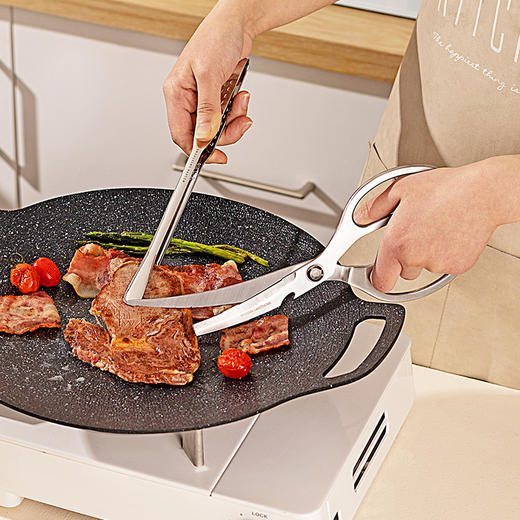 摩登主妇不锈钢烤肉剪刀夹子套装厨房多功能食物专用强力剪肉剪子 商品图1
