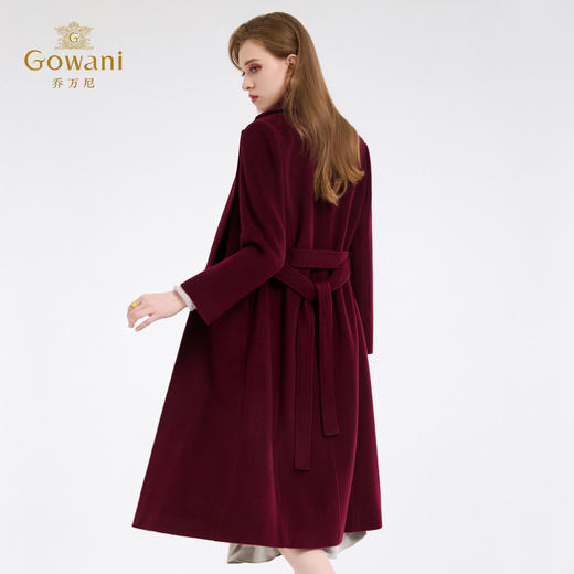 【100%绵羊毛】乔万尼新品轻奢复古优雅系带羊毛长款保暖毛呢大衣ED4A768 商品图4