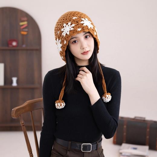 苏苏姐家雪花护耳帽手工diy编织钩针莫兰迪6羊毛毛线团帽子材料包 商品图1