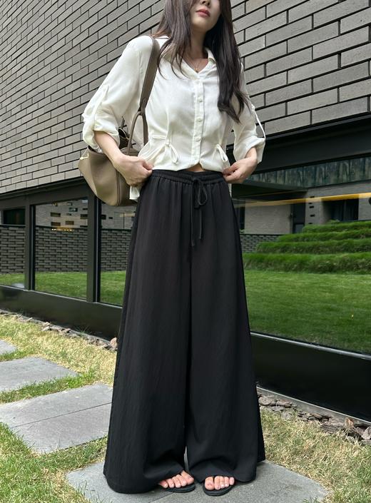 慵懒休闲甩甩裤松紧腰直筒长裤显瘦百搭宽松直筒阔腿裤 商品图1