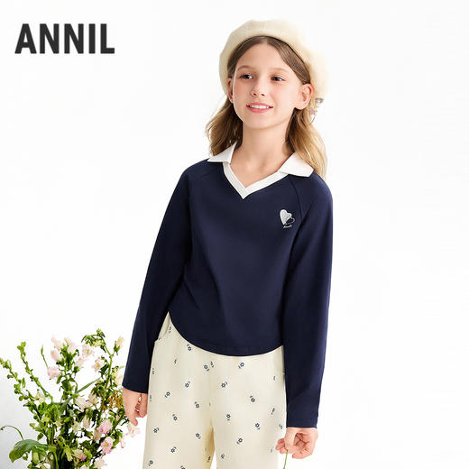 【实体店同款】女童翻领针织衫春季新款安奈儿童装AG611078 商品图1