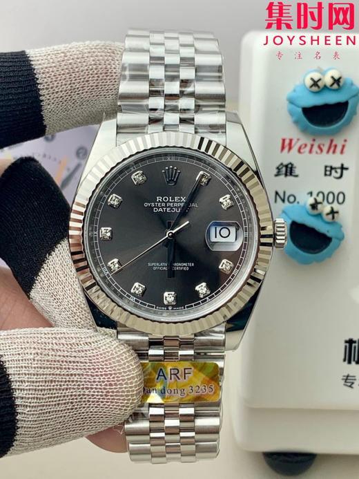 ARF劳力士日志型41mm 水泥灰 灰盘钻面 丹东3235机 五珠链 904L钢 男士腕表 寓意非常好：灰钻（会赚） 商品图0