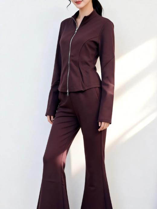 SC1AL01_紫檀色_外套_春季_立领拉链收腰修身长袖休闲_高级女装_BERNIEELEN 伯妮斯茵 商品图2