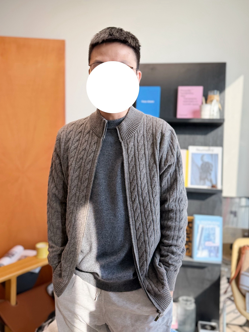 老钱风羊毛混纺拉链开衫 男士bai搭外套