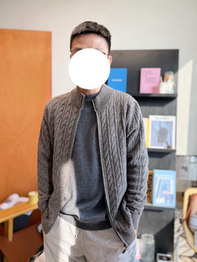 老钱风羊毛混纺拉链开衫 男士bai搭外套