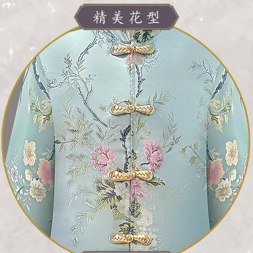 寿衣女 高档丝绸寿服女士大衣款兰亭新中式棉质寿衣全套 商品图2