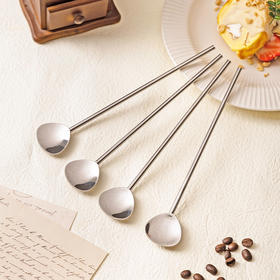 摩登主妇吸管咖啡勺304不锈钢搅拌勺长柄精致小勺子搅拌棒蜂蜜勺