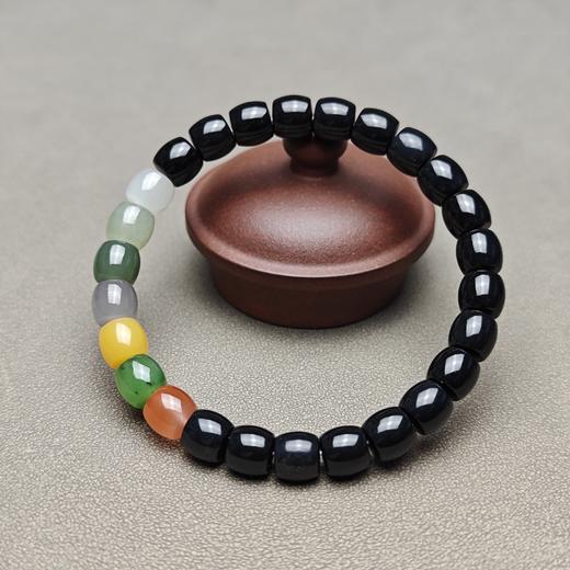 和田玉墨玉七彩福运多宝手串 126-17 商品图2