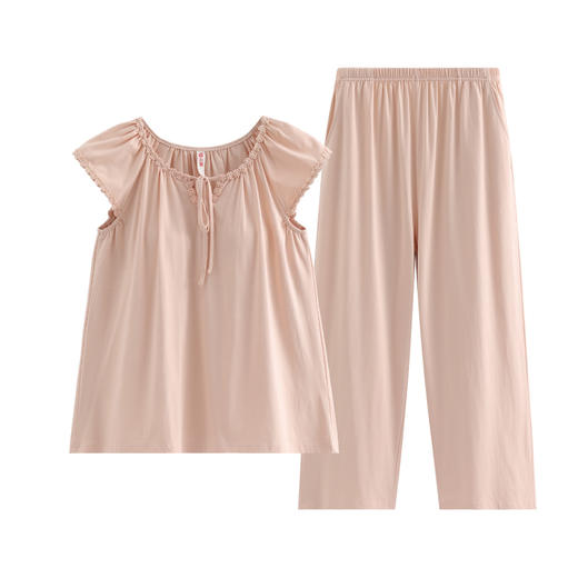 芬腾【带胸垫】夏季短袖长裤纯棉家居服套装yc0209006 商品图0