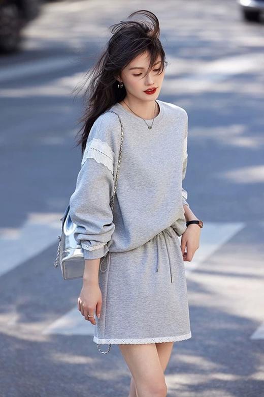 HAYES 撞色蕾丝拼接运动休闲抽绳短裙套装 22110 商品图2