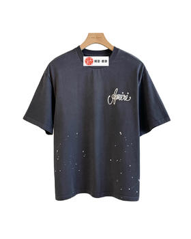 男款洗水刺绣泼墨短袖T恤hu