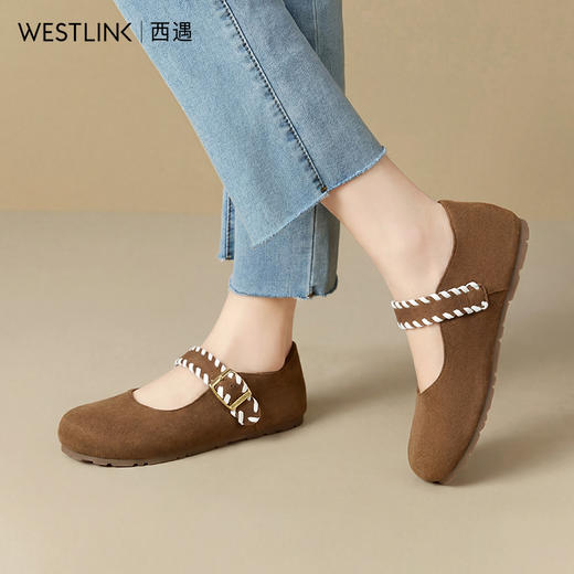 【限时秒杀】西遇内增高勃肯鞋女2026春季新款厚底玛丽珍鞋复古百搭全包单鞋V0166261 商品图3