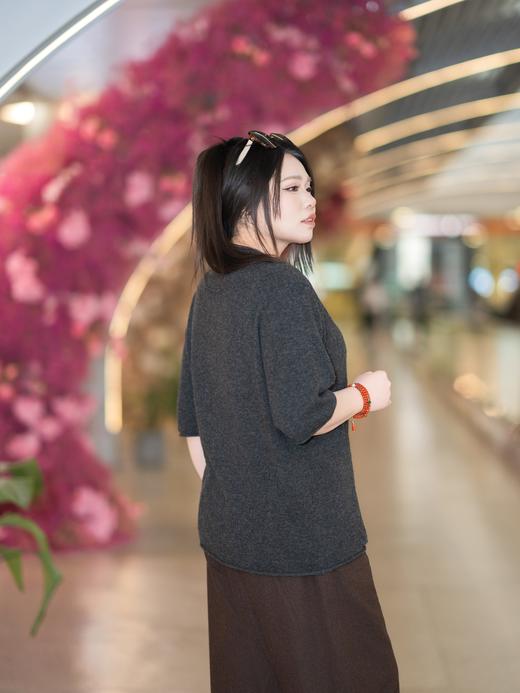 一周发货【100%绵羊毛 中袖针织衫】【正码正拍】高级感慵懒风，超舒适羊毛，纯羊毛衫中袖毛衣，巨软极简圆领百搭 商品图3