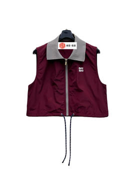 女款针织领短马甲背心ho017