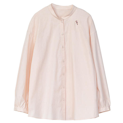 牧衣游原创 手工刺绣木棉纤维混纺衬衫新款文艺百搭衬衣 淡黄柳 商品图4