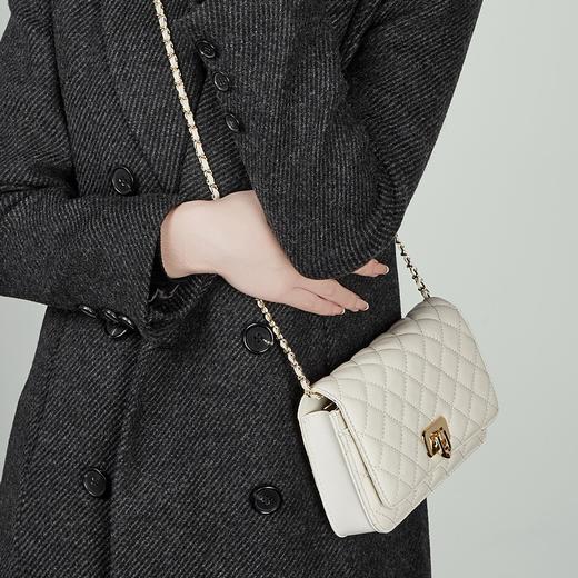 雀说 真皮百搭小方包女小香风菱格斜挎链条包3168 商品图3