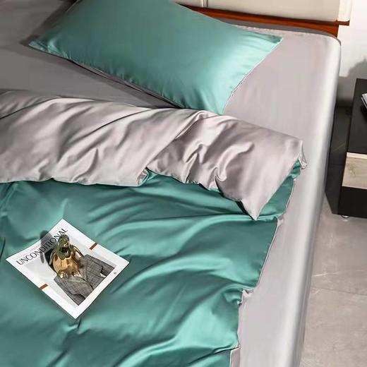 云柔素雅四件套【悠梦嘉居云柔素雅四件套床上用品印花套件双人200*230四件套1.5/1.8床通用纯色风，时尚简约，舒适柔软，紫/绿/粉】 商品图7