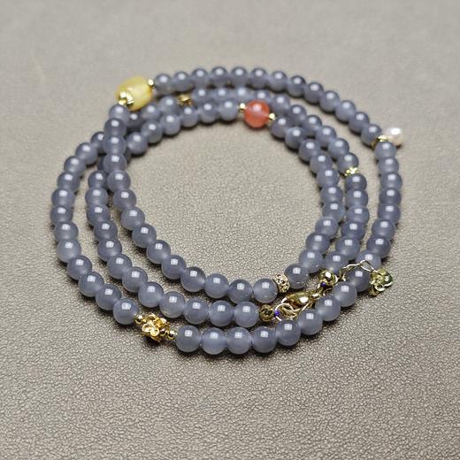 和田玉青海料烟紫冰底6mm精美108念珠 126-22 商品图5