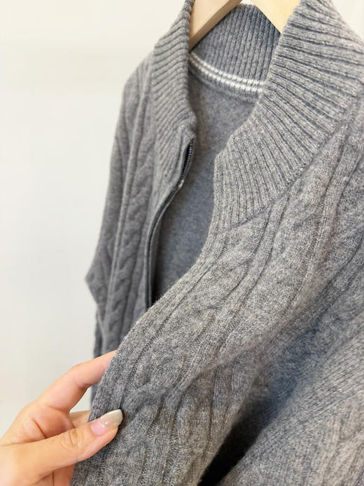 老钱风羊毛混纺拉链开衫 男士bai搭外套 商品图5