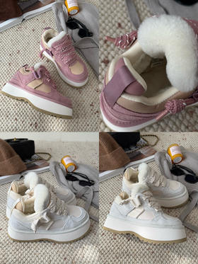 126-4帮工厂清库 甜酷女孩 GGU显高显瘦 皮毛一体 厚底雪地靴 休闲高帮鞋 跟脚好走 准码选