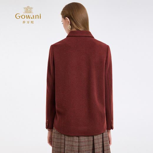 乔万尼新品驼绒羊毛混纺高级感烟熏红翻领短款羊毛大衣ED4B752 商品图4