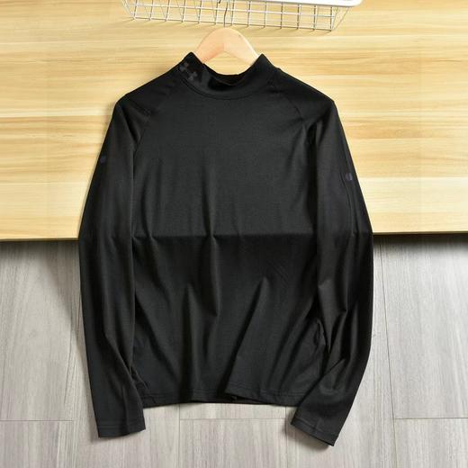 长袖T恤衫 磨毛保暖上衣 春季秋冬季男子半高领长袖训练健身运动紧身衣， 商品图2