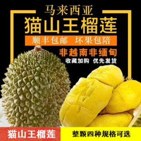 [最农公社]正品马来西亚猫山王榴莲鲜果树上熟 收到冷藏后立刻食用风味口感佳（顺丰京东陆运）