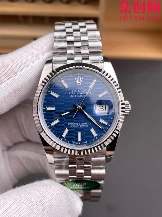 ARF劳力士日志型36mm 蓝色波浪格子纹 丹东3235机 五珠链 904L钢 男士腕表 小手腕福音 商品图2