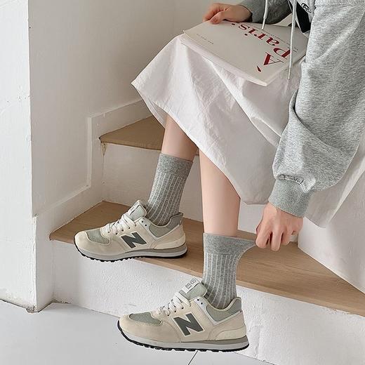 破价秒杀！19.9七双【双针工艺❗️竖条显瘦】白色袜子女秋季中筒袜双针黑白灰纯色竖条纹显瘦女袜。jc 商品图2