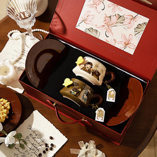 摩登主妇陶瓷咖啡杯碟套装高颜值结婚新婚礼物马年新年本命年杯子 商品图0