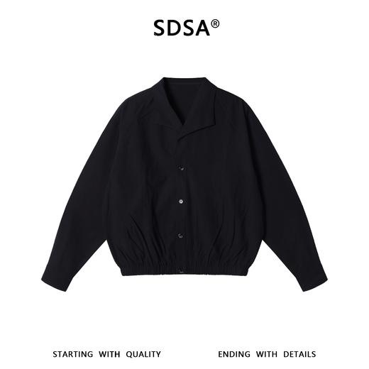 SDSA男士春夏新款痞帅男装时尚简约短款纯色长袖衬衫百搭宽松衬衣 商品图1