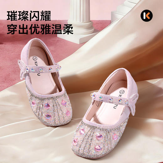 卡特兔女童水晶公主鞋2026年春季新品女童鞋子配裙子水钻女童皮鞋 商品图3