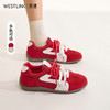 西遇红色德训鞋女2026春季新款百搭阿甘鞋本命年运动休闲轻便板鞋K0166252 商品缩略图0