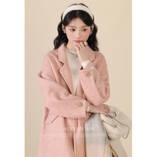 鹿向南《轻柔薄雾》保暖毛大衣2025款双面呢手工重工毛呢外套女 商品图2